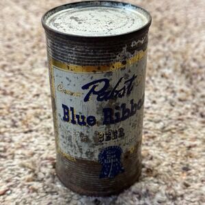 Vintage Pabst Blue Ribbon Beer Can 12oz Flat Top Keglined IRTP Distressed Steel